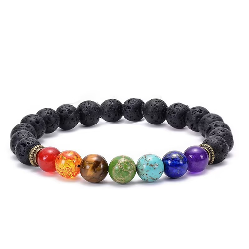 7 Chakra Healing Volcanic Rock Stackable Bracelets