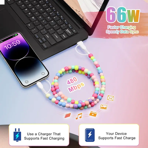 4 in 1 Beaded Charging detachable Cords