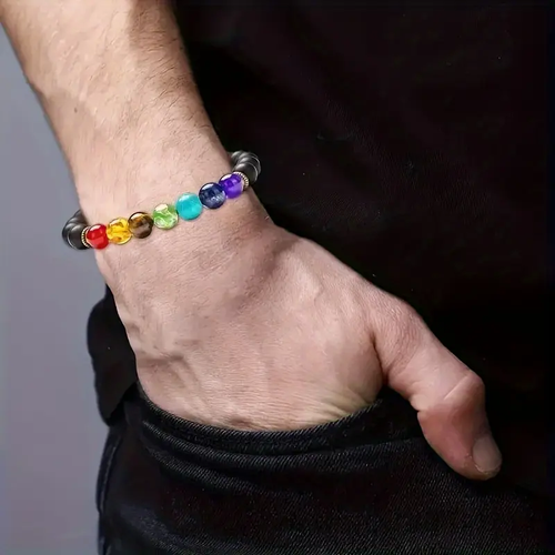 7 Chakra Healing Volcanic Rock Stackable Bracelets