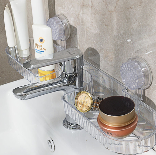 Suction Corner Faucet Mount Storage Rack