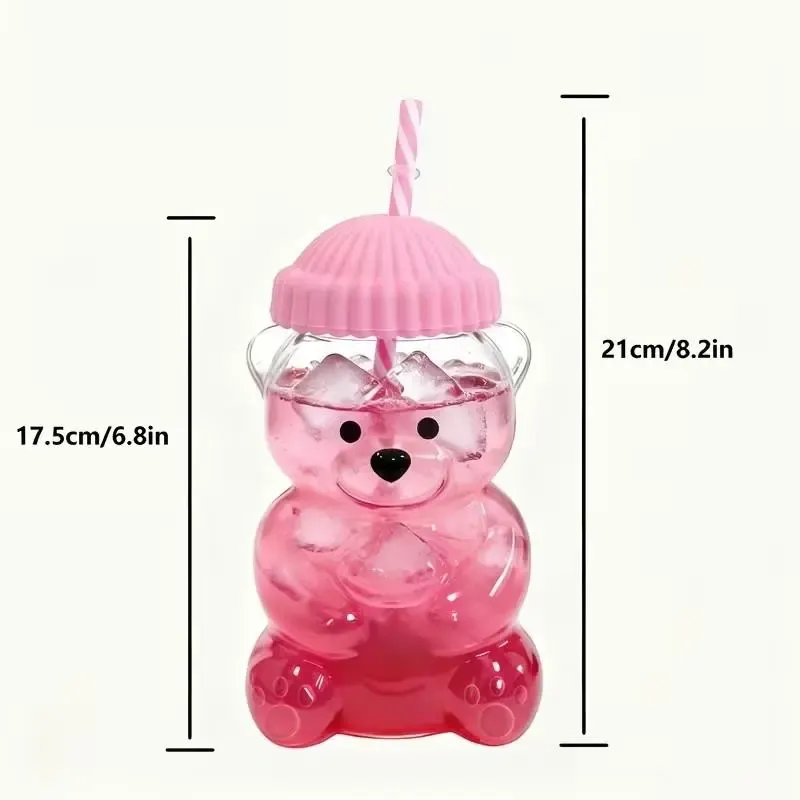 Adorable Bear Straw Glass Cup