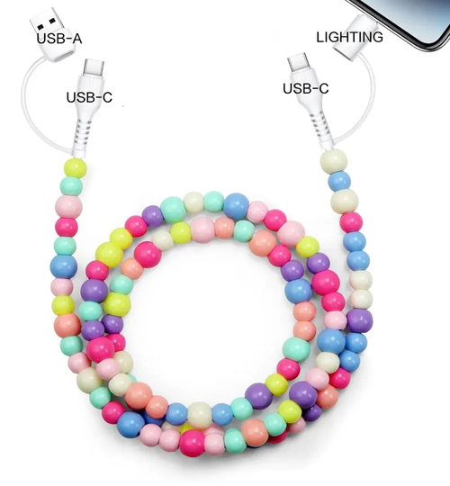 4 in 1 Beaded Charging detachable Cords