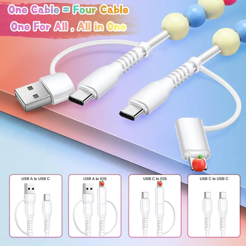 4 in 1 Beaded Charging detachable Cords