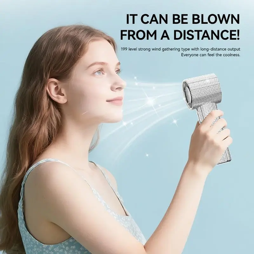 Diamond Fan Luxury Bling Portable Handheld Turbo Fan