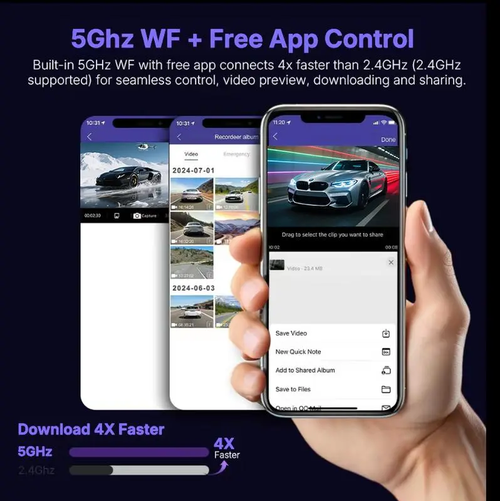 Dash Cam Front Rear Left and Right, Full HD 4 Channnel Dash Camera for Cars Built-in WiFi, 64GB Card