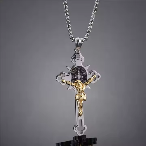 （💥Lucky necklace💥）🙏You're lucky ST.Benedict Protection Cross Power Pendant Necklace🙏