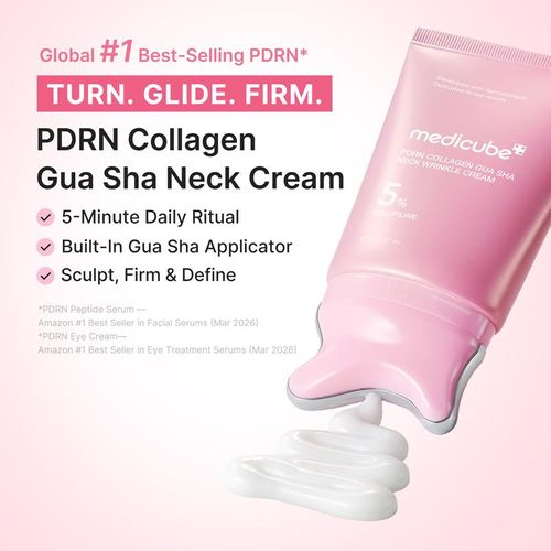 PDRN Collagen Gua Sha Neck Wrinkle Cream | Built-In Gua Sha Massager with Volufiline 5% + PDRN | Firming, Contour Care for the Look of Fine Lines, Jawline, Neck, Décolleté,Underarms, Chest, Legs, Shoulder