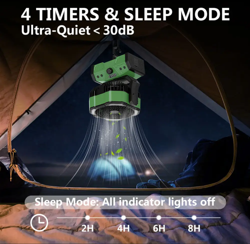 Rechargeable Outdoor Fan 30000mAh Battery Operated USB Portable Ventilador Desk Fan Double Motor Camping Fan With Led Lamp