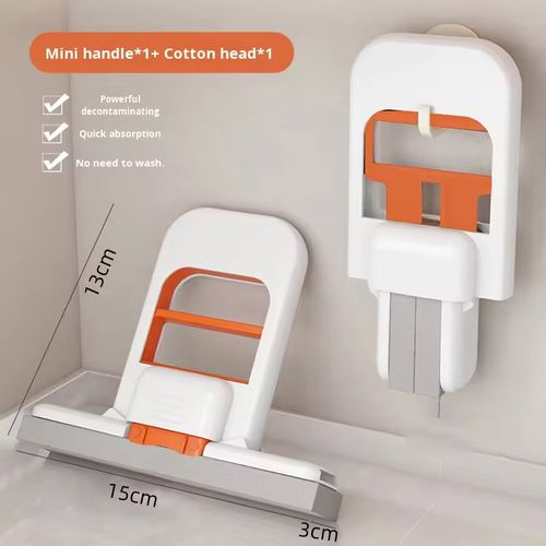 Mini Wet or Dry Sustainable Home Indoor Cleaning Sponge Mop with Manual Wringer, Desktop Spray, Handheld Mop