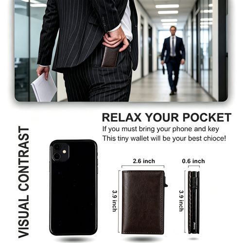 New wallet featuring anti-fraud protection, GPS tracking, and automatic card ejection, with multiple card slots—unisex genuine leather wallet