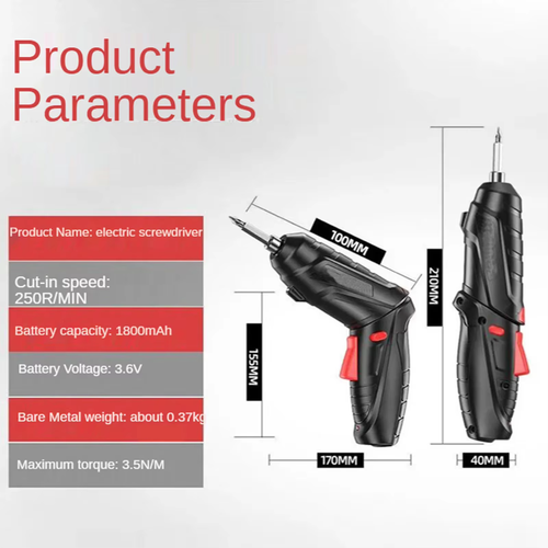 3.6V Rechargeable Electric Cordless Screwdriver Household Folding Lithium Powerful Drill Tools