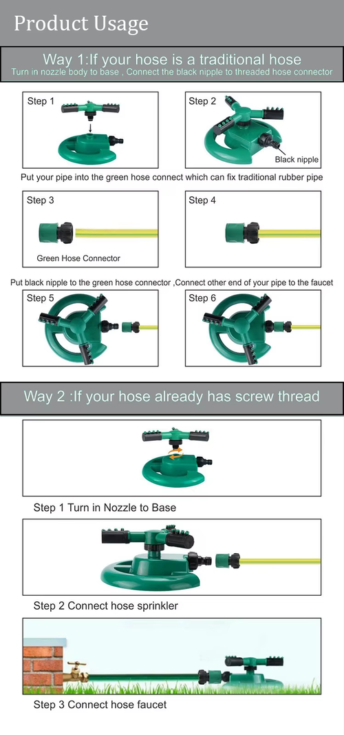 3PCS 360 Rotating Garden Sprinkler Kit（Cash on delivery is supported）