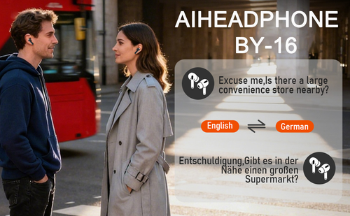 BY16 AI Translator Earbuds with LED Touch Screen ANC ENC Noise Cancelling（Cash on delivery is supported）