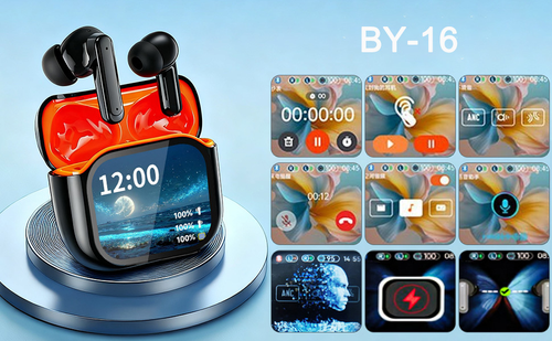 BY16 AI Translator Earbuds with LED Touch Screen ANC ENC Noise Cancelling（Cash on delivery is supported）