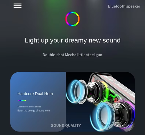 Transparent Mecha RGB Bluetooth Speaker 10W Dual Driver TWS USB Portable（Cash on delivery is supported）