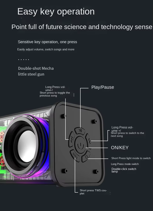Transparent Mecha RGB Bluetooth Speaker 10W Dual Driver TWS USB Portable（Cash on delivery is supported）