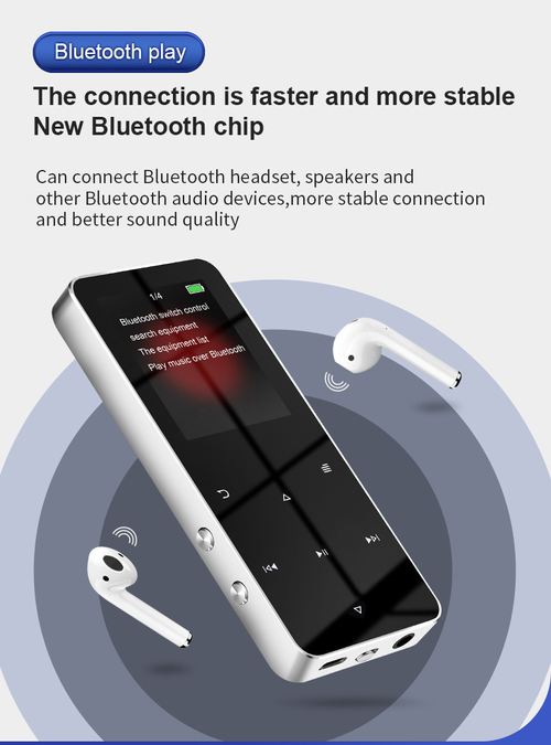 MP4 Music Player Bluetooth Touch Screen with Speaker（Cash on delivery is supported）