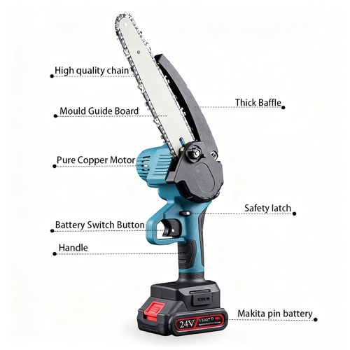 4 Inch Cordless Mini Chainsaw with Battery and Charger（Cash on delivery is supported）