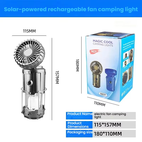 Multifunctional LED Light: Fan + USB Charging + Solar Power + Emergency Power Bank（Cash on delivery is supported）