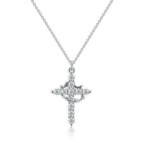 Light Luxury Crown Cross Necklace Rotatable Diamond Zircon Clavicle Pendant Necklace Women's Necklace Jewelry Party Jesus Fashion Exquisite Jewelry Black Friday Christmas Gift