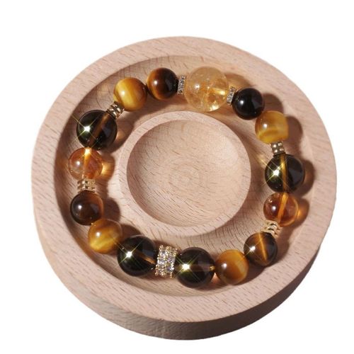Tiger's Eye Yellow Crystal Designed Bracelet, Sparkling Gold Tiger's Eye Couple Bracelet, Festival Gift Bracelet