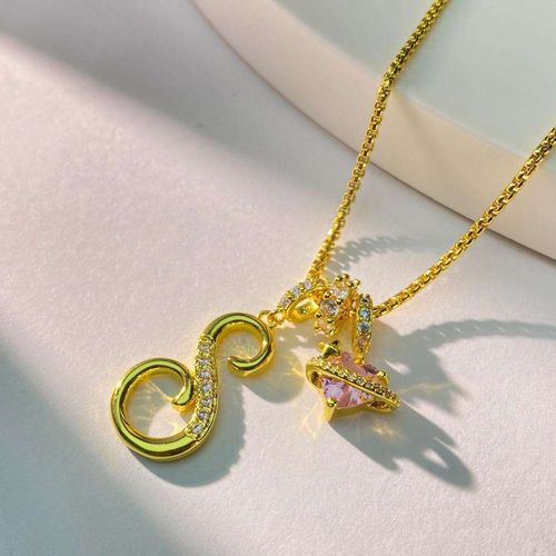 Colorful A-Z letter pendant necklace for girls personalized initial jewelry small luxury high-end luxury gold-plated brass dopamine 26 English letter zircon figaro chain pendant necklace