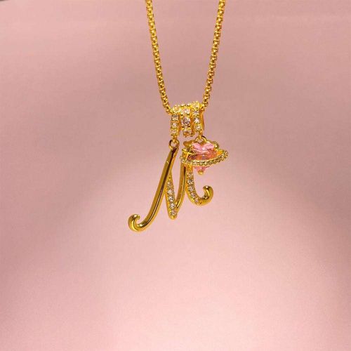 Colorful A-Z letter pendant necklace for girls personalized initial jewelry small luxury high-end luxury gold-plated brass dopamine 26 English letter zircon figaro chain pendant necklace