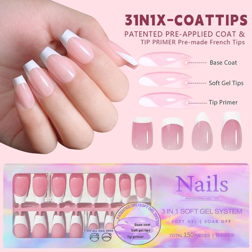 Hot Selling Nail Art Press on Nails 150 PCS Patches Detachable French Style Wearable Nail Patches