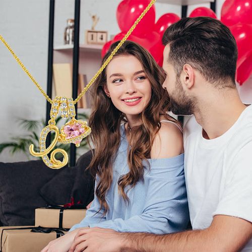 Colorful A-Z letter pendant necklace for girls personalized initial jewelry small luxury high-end luxury gold-plated brass dopamine 26 English letter zircon figaro chain pendant necklace