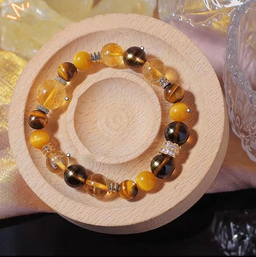 Tiger's Eye Yellow Crystal Designed Bracelet, Sparkling Gold Tiger's Eye Couple Bracelet, Festival Gift Bracelet