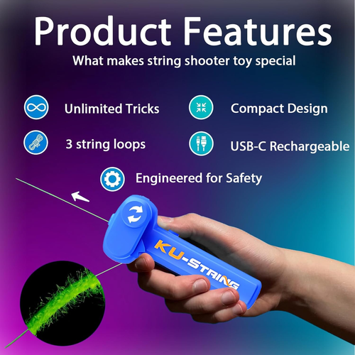 Factory Price Glow in the Dark USB Electric Rope Propeller Zip String Toy Fidget Toy Loop Lasso String Shooter Rope Launcher