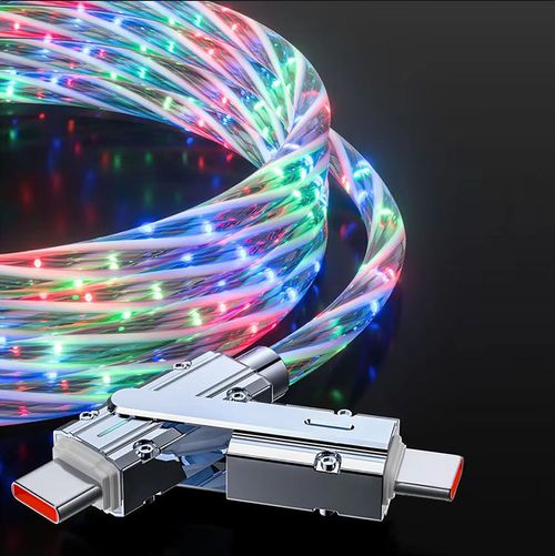 4 in 1 Multi Fast Charging Cable 66W LED Light up USB C Cable for iPhone Charger Cable