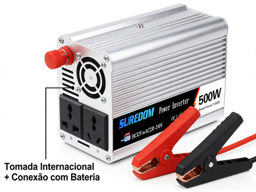 Inversor de Energia 500W para Veículo Conversor de 12 24V para 110 220V com Porta USB