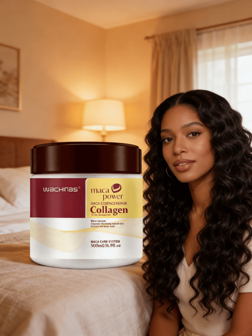 Máscara Capilar com Colágeno para Cabelos Crespos Reparo Profundo Suavização e Hidratação