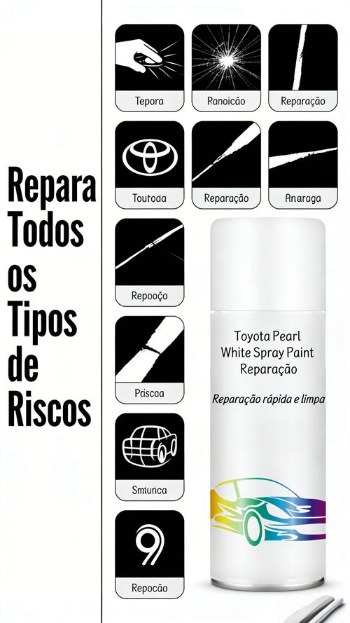 Tinta Spray para Carro Toyota Cor Preto Perolado Reparo de Riscos na Pintura