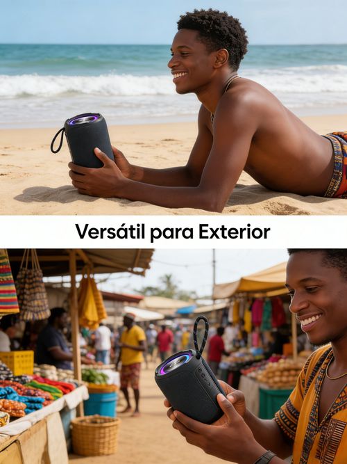 Caixa de Som Bluetooth Portátil Subwoofer 40W Impermeável para Exterior e Mesa