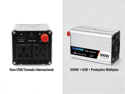 Inversor de Energia 500W para Veículo Conversor de 12 24V para 110 220V com Porta USB