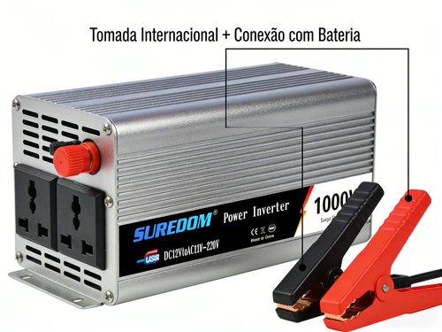 Inversor de Energia 1000W para Veículo Conversor de 12 24V para 110 220V com Porta USB