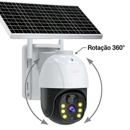 Câmera de Segurança Solar 4G  Monitoramento Remoto Sem EnergiaInternet, HD 360°, Resistente à Água (Para ExteriorCampo)