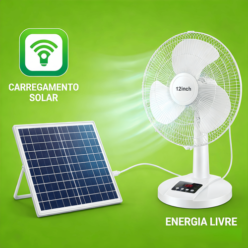Best Seller 12 Polegadas Conjunto de Ventilador Solar Ventilador Carregável Luz com Longa Duração Grande Força de Ventilação Ventilador de Mesa para Exteriores Resistente à Água Relógio de Homem Cinto