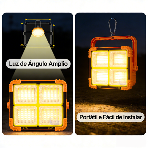 Luz de Emergencia Solar LED Super Brilhante Resistente a Agua para Exterior Acampamento Mercado Noturno