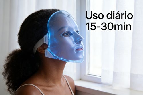 Máscara de Luz LED 7 Cores para Rejuvenescimento Cutâneo Clareamento e Combate aos Acnes Beleza Doméstica
