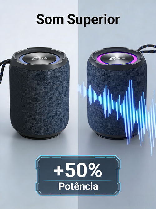 Caixa de Som Bluetooth Portátil Subwoofer 40W Impermeável para Exterior e Mesa