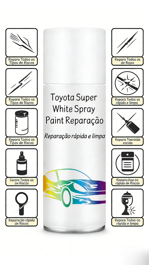 Tinta Spray para Carro Toyota Cor Super Branco Reparo de Riscos na Pintura