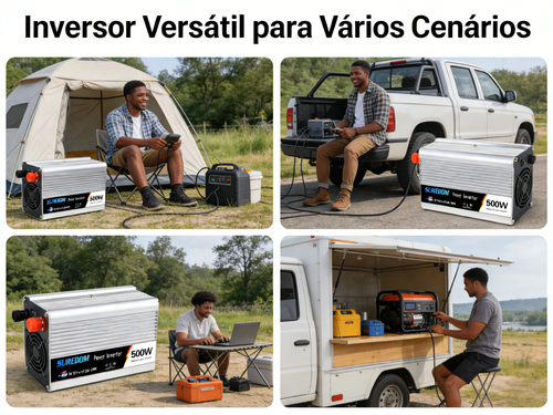 Inversor de Energia 500W para Veículo Conversor de 12 24V para 110 220V com Porta USB