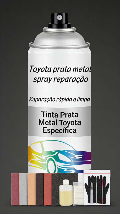 Tinta Spray para Carro Toyota Cor Prata Metal Reparo de Riscos na Pintura