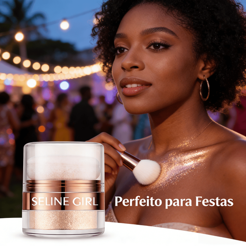 Pó de Destaque SELINE GIRL para Rosto e Corpo Blush e Contorno com Brilho Suave