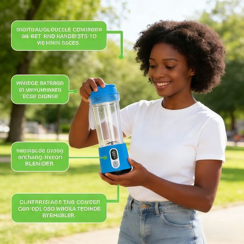 Liquidificador Portátil Azul Atualizado Quebra-Células Limpeza Automática Suco Portátil Entrega Gratuita em Luanda