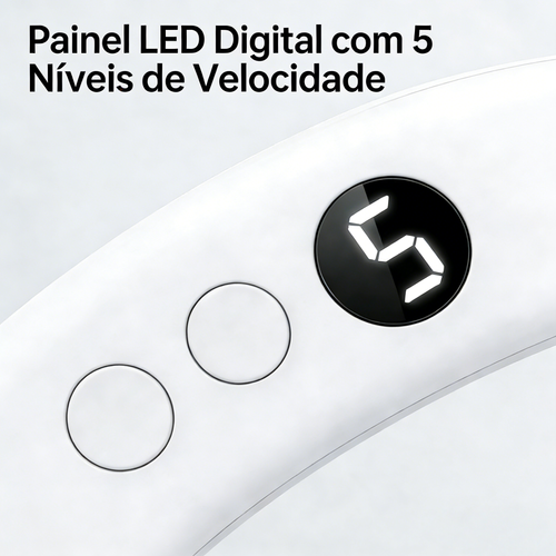 Ventilador de Pescoço Inteligente (5 Velocidades) — Sem Lâminas, Portátil, Longa Autonomia