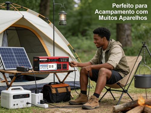 Inversor de Energia 2000W para Veículo Fonte Fotovoltaica com Múltiplas Tomadas e 4 Portas USB de Carga Rápida